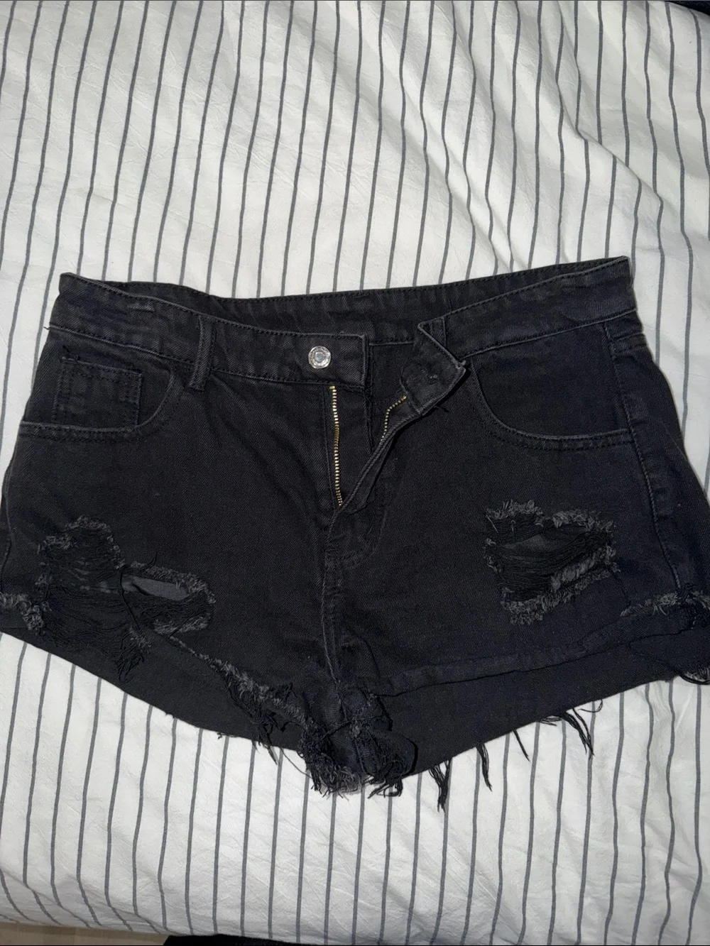 Black Distressed Women’s Denim Shorts